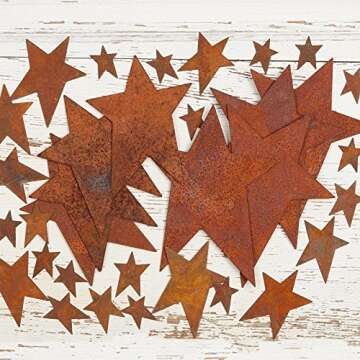 Pack of 30 Rusty Tin Star Cutouts for Rustic DIY Projects - Versatile Sizes Included