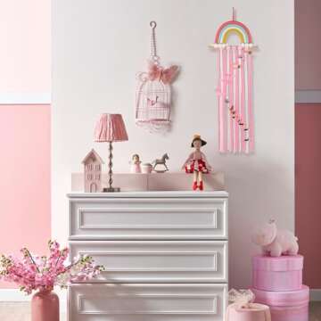 Cuqizu Claw Clip Holder For Children Girls - Rainbow Bow Holder For Girls -Clip organizer Decor For Room, Door, Wall (Pink (Width: 9.8inch))