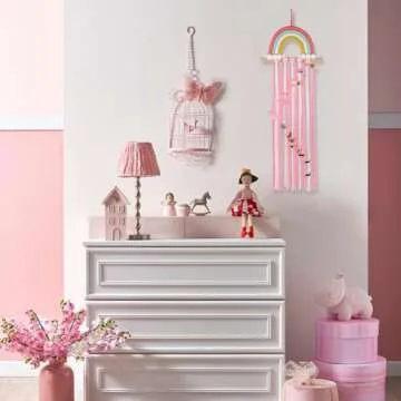 Cuqizu Claw Clip Holder For Children Girls - Rainbow Bow Holder For Girls -Clip organizer Decor For Room, Door, Wall (Pink (Width: 9.8inch))