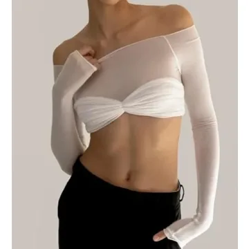 Shop Y2K Off Shoulder Long Sleeve T Shirt for Trendy Style