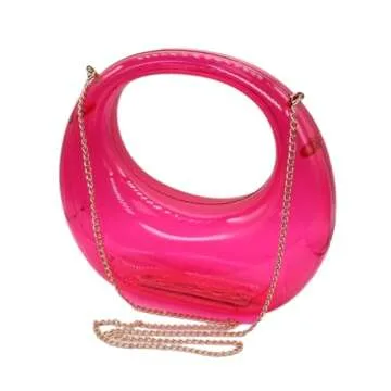 GSYPS Acrylic Evening Clutch Purse Top-handle Moon Hobo Bag, Elegant Marble Handbag for Wedding Cocktail Party B-Pink