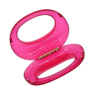 GSYPS Acrylic Evening Clutch Purse Top-handle Moon Hobo Bag, Elegant Marble Handbag for Wedding Cocktail Party B-Pink