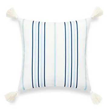 Chic Coastal Pillow Cover - 18" Water Resistant - Navy & Baby Blue