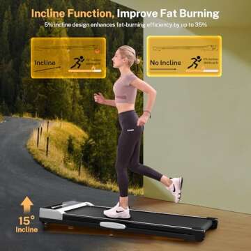 ACTFLAME Walking Pad Treadmill with Incline, Under Desk Treadmills, Portable Treadmill for Home Offi...