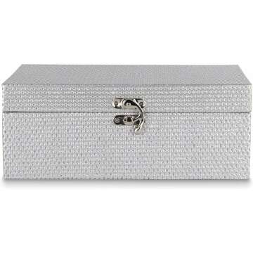 Silver Glitter Jewelry Storage Boxes Set of 2