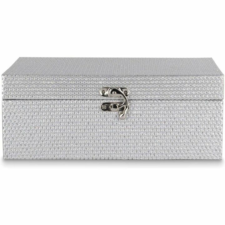 Silver Glitter Jewelry Storage Boxes Set of 2