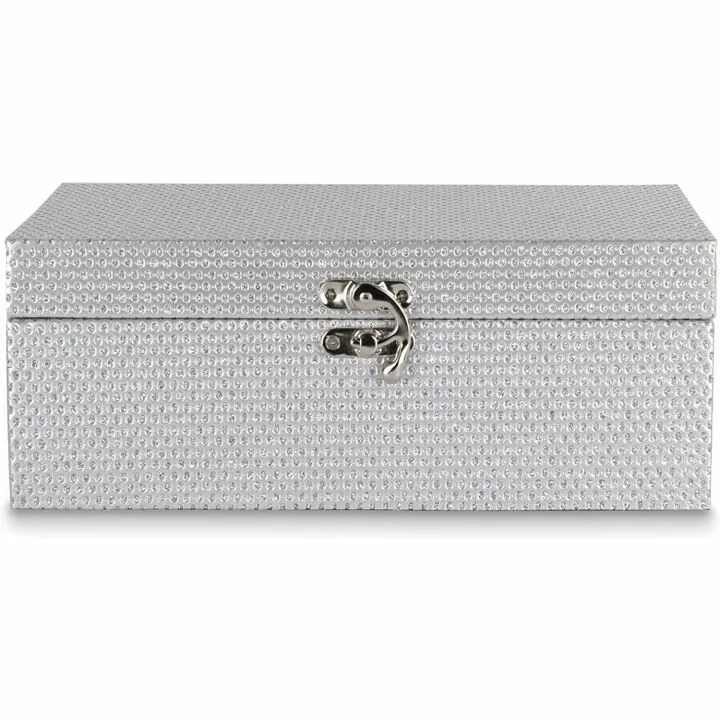 Silver Glitter Jewelry Storage Boxes Set of 2