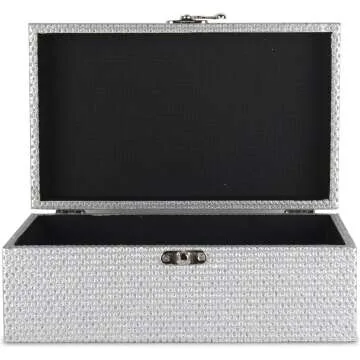 Silver Glitter Jewelry Storage Boxes Set of 2