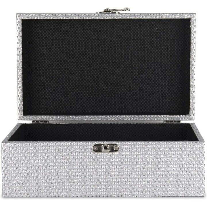 Silver Glitter Jewelry Storage Boxes Set of 2