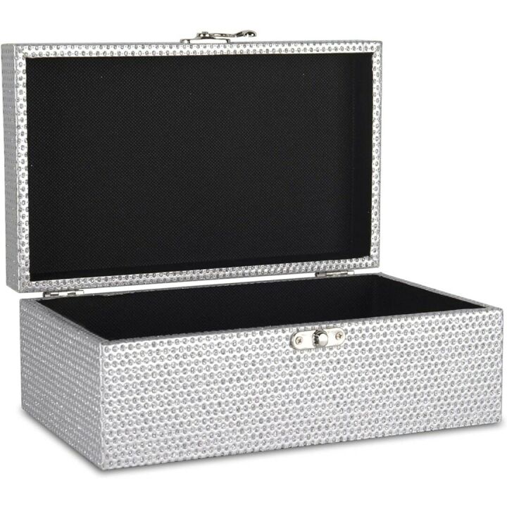 Silver Glitter Jewelry Storage Boxes Set of 2
