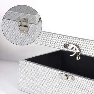 Silver Glitter Jewelry Storage Boxes Set of 2