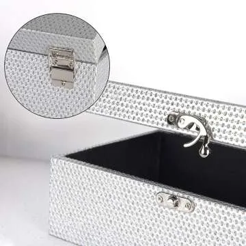 Silver Glitter Jewelry Storage Boxes Set of 2