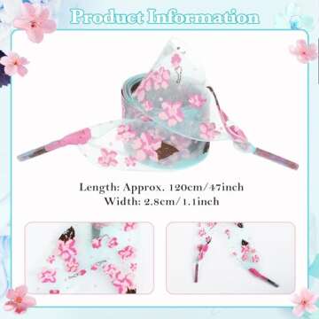 GOOTRADES 4 Pairs Flat Chiffon Shoelaces with Flower Prints for Kids, Youths & Women's Sneakers,120cm /47 inch (4 Colors-set)