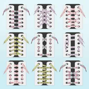 GOOTRADES 4 Pairs Flat Chiffon Shoelaces with Flower Prints for Kids, Youths & Women's Sneakers,120cm /47 inch (4 Colors-set)