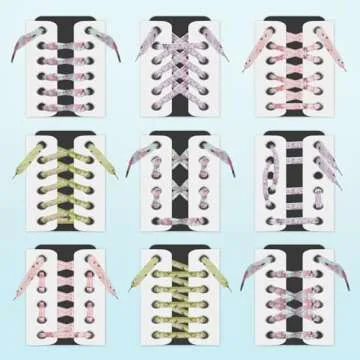 GOOTRADES 4 Pairs Flat Chiffon Shoelaces with Flower Prints for Kids, Youths & Women's Sneakers,120cm /47 inch (4 Colors-set)