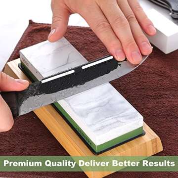 Whetstone 1000 6000 Grit Kitchen Knife Sharpening Stones 2 Side Water Wet Stone Sharpener Kit Japanese Wetstone Knives Sharpeners Waterstone Whet Stone Anti-slip Base Angle Guide User Guidebook