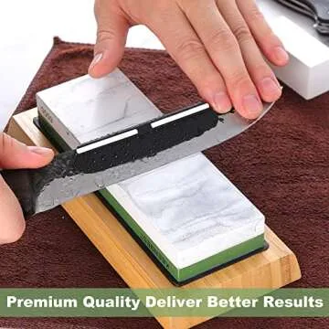 Whetstone 1000 6000 Grit Kitchen Knife Sharpening Stones 2 Side Water Wet Stone Sharpener Kit Japanese Wetstone Knives Sharpeners Waterstone Whet Stone Anti-slip Base Angle Guide User Guidebook