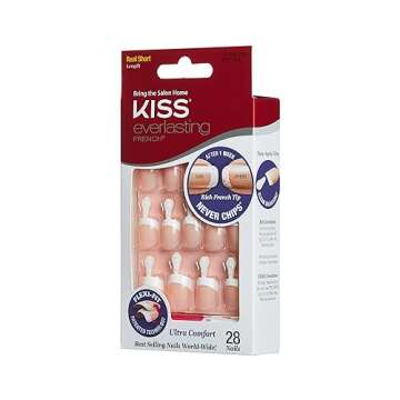 Kiss Everlasting French Nail Manicure, Chip-Free with Flexi-Fit Technology, Real Short, "Endless", N...