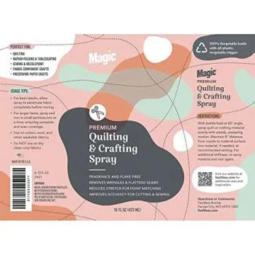 Magic Premium Quilting & Crafting Spray Bottle Fabric Spray for Cutting, Creasing, & Sewing Best Press Spray Starch for Quilting to Flatten Seams & Wrinkles Wrinkle Spray (16oz Trigger)
