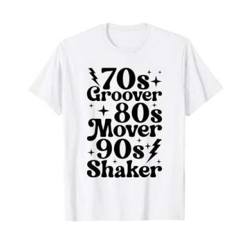 Vibrant 70s Groover 80s Mover 90s Shaker T-Shirt for Music Lovers