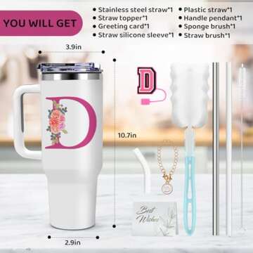 AiHeart Monogrammed Gifts for Women,Wife,Initial Cup,Personalized for Birthday Gifts,Halloween,Thanksgiving Day,Custom Tumbler with Handle 40oz-D