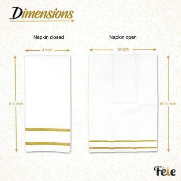 Fete Decorative Hand Towels Disposable, Gold Design 100 Linen-Feel Guest Towels – Formal Dinner, A...
