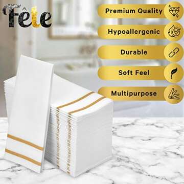 Fete Decorative Hand Towels - Elegant Gold Design for Events