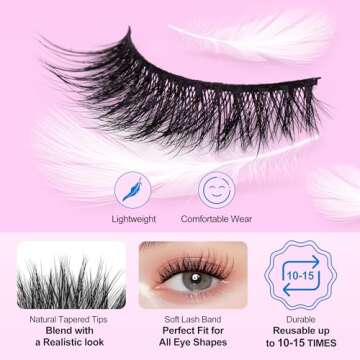 Lashes Natural Look False Eyelashes - Bepholan Fake Eyelashes 3D Super Fluffy False Lashes Clear Band Wispy Lashes 3-Pack Faux Mink Lashes(XMZ24)