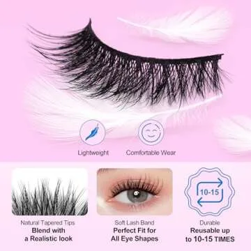 Bepholan Natural Look False Eyelashes - 3D Fluffy Lash Set