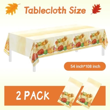 Thanksgiving Disposable Tablecloths - 2 Pack 54x108