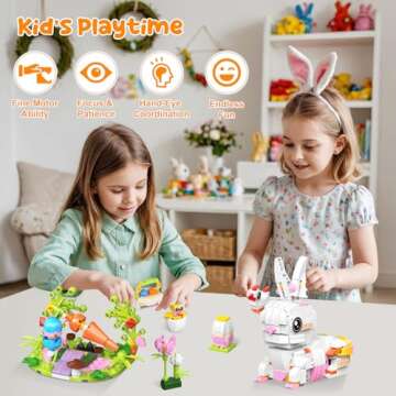 Linzuza Easter Bunny Building Blocks Set - 12 Fun Eggs