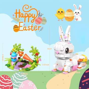 Linzuza Easter Bunny Building Blocks Set - 12 Fun Eggs