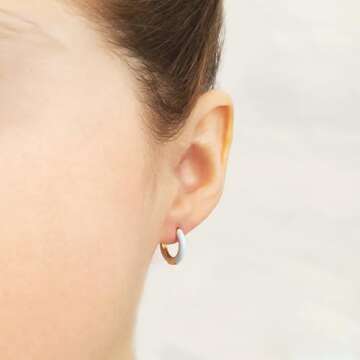 Stylish 14K Gold Plated Sterling Silver Huggie Earrings