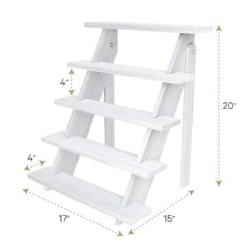 5-TIER Wooden Display Stand, Dessert Table Display, Cake Stand for 30 Cupcakes, Funko Pop Shelves, White Wooden Rustic Risers, Table Display Stand For Vendors, Farmhouse Cupcake Stands