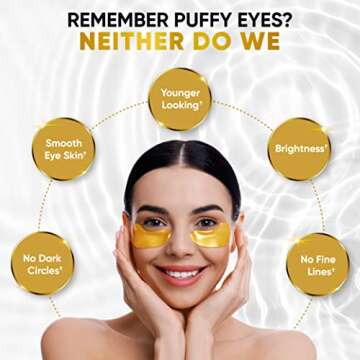 Gold Under Eye Mask for Puffy Eyes, Dark Circles, Eye Bags, Puffiness, Wrinkles - Hydrating Under Ey...