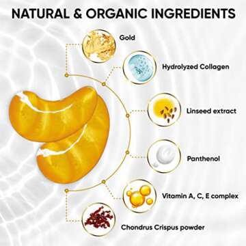 Gold Under Eye Mask for Puffy Eyes, Dark Circles, Eye Bags, Puffiness, Wrinkles - Hydrating Under Eye Patches with Collagen, Hyaluronic Acid Skincare - Anti-Aging Eye Patch Treatment Masks