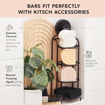 Kitsch Charcoal Soap Bar - Black Soap Bar for Detoxifying Skin | Charcoal Bar Soap for Men | Activat...