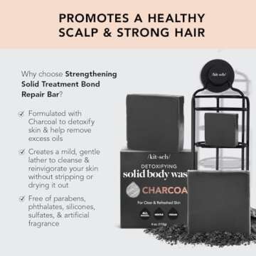 Kitsch Charcoal Soap Bar - Black Soap Bar for Detoxifying Skin | Charcoal Bar Soap for Men | Activated Charcoal Soap for Women Made in USA | Carbonic Soap Bar & Vegan Black Bar Soap for Oily Skin, 4oz