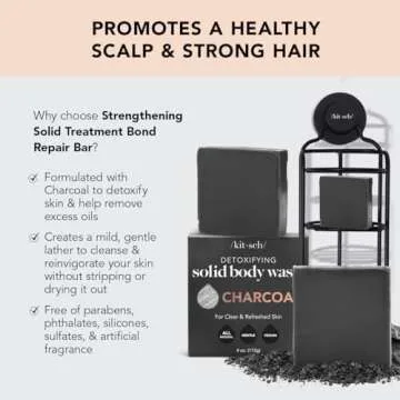 Kitsch Charcoal Soap Bar - Black Soap Bar for Detoxifying Skin | Charcoal Bar Soap for Men | Activated Charcoal Soap for Women Made in USA | Carbonic Soap Bar & Vegan Black Bar Soap for Oily Skin, 4oz