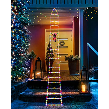 Toodour LED Christmas Lights - 10ft Multicolor Ladder Decor