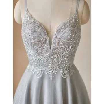Silver Homecoming Dresses Tulle 2024 Short Prom Dress Teens Sparkly Party Cocktail Gowns Silver Size 2
