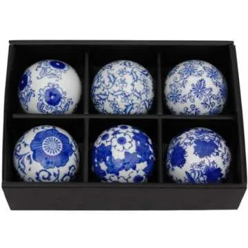 Elegant Blue & White Decorative Porcelain Ball Set
