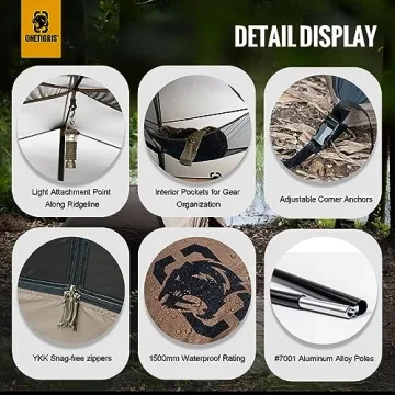 OneTigris COSMITTO Waterproof Backpacking Tent for 2