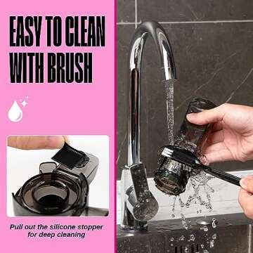 Ventray Ginnie Mini Cold Press Juicer, Small Slow Masticating Juicer for Vegetables and Fruits, High Juice Yield, Easy to Clean, Space-Saving, Fit for Personal/Travel/Picnic/Office - Pink