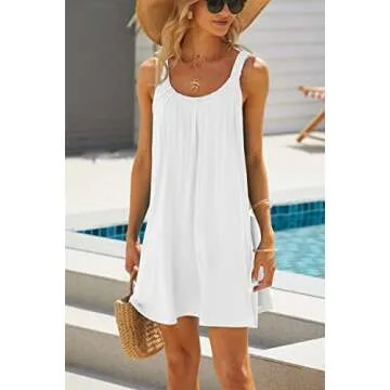 iGENJUN Summer Dress for Women - Beach Cover Ups & Dresses in White