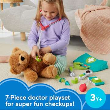 Fisher-Price Preschool Pretend Play Medical Kit 7-Piece Doctor Bag Dress Up Toys for Kids Ages 3+ Ye...