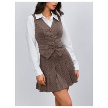 Milumia Women's Stylish 2 Piece Plaid Outfit Set