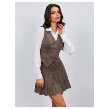 Milumia Women's Stylish 2 Piece Plaid Outfit Set