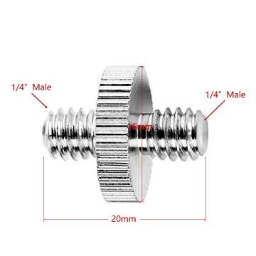 Anwenk Standard 1/4"-20 Male to 1/4"-20 Male Threaded Tripod Screw Adapter Standard Tripod Mounting ...