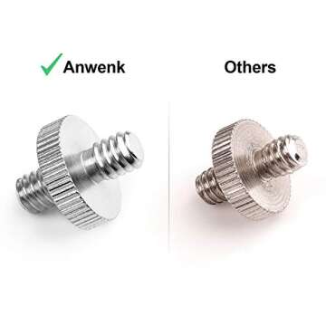 Anwenk Standard 1/4"-20 Male to 1/4"-20 Male Threaded Tripod Screw Adapter Standard Tripod Mounting Thread Camera Screw Adapter Converter, Precision Made (5 Pack)